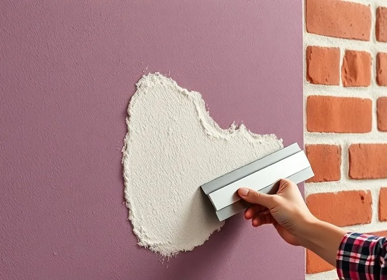 Application d'un enduit décoratif à la lisseuse sur un mur